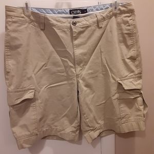 CHAPS MENS SIZE 36 TAN FLAT FRONT CARGO SHORTS